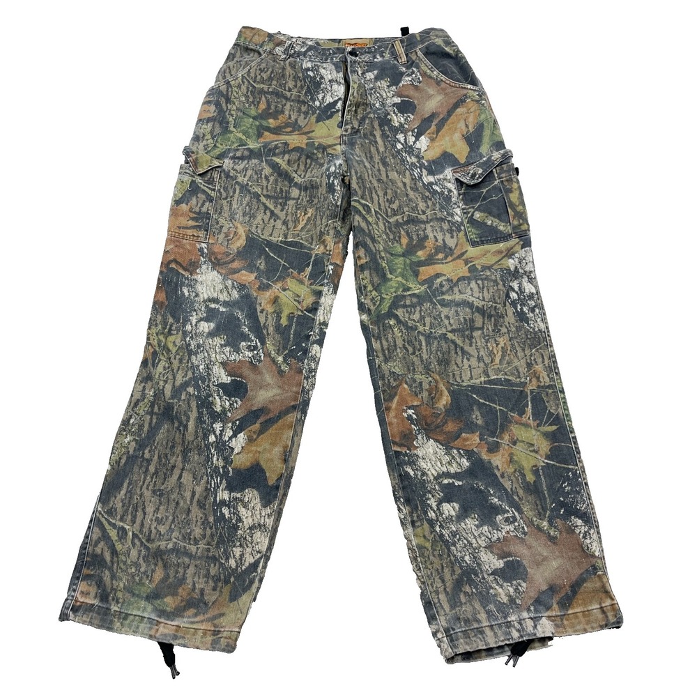 Vintage Mossy Oak Camo Cargo Pants Men 36x30 Baggy Straight Leg Break Up Hunting